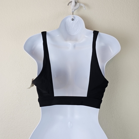 NWT Aerie Banded Wide Strap Scoop Bikini Swim Top Black Size Large - Picture 4 of 11